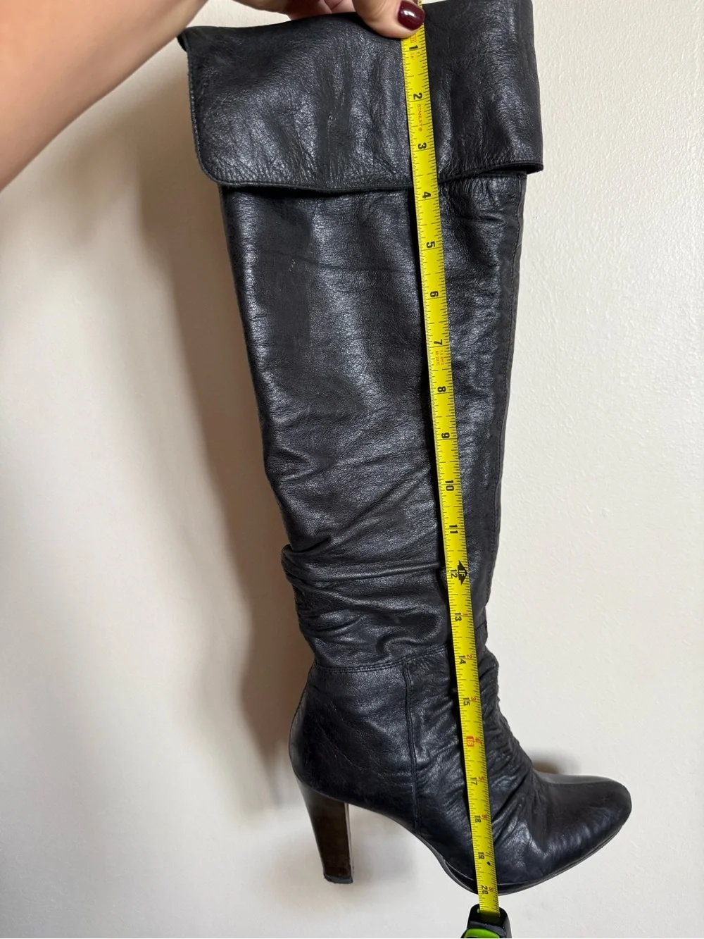 Black leather Over-the-Knee High Heel Boots
